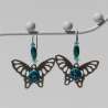 Schmetterling Ohrringe mit Glücksbringer Auge in Türkis Blau