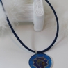 Engel Collier Kette in Blau mit Erzengel Michael in Lotusblume