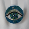 Unikat Ring in Türkis Petrol Blau mit Glücksbringer Mati Auge