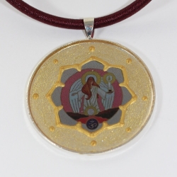 Collier Kette mit Erzengel Azrael, Damen Engel Kette mit Lotus