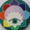 Chakra Farben Lotus Symbol Wand Deko mit Mati Auge und Om, bunt