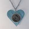 Herz Kette mit Friedenstaube in mintblau, Weiße Taube Halskette