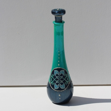 Flasche mit Delfin Mandala in Türkis Blau, Delphin Glas Deko