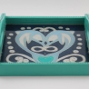 Quadrat Tablett mit Delphin Motiv, edel mit Blattsilber belegt