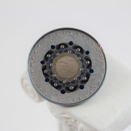 Unikat Mond Mandala Ring in Silberblau, Mondgöttin Damenring