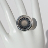 Mond Mandala Ring in Grau Dunkelblau, Mondgöttin Unikat Schmuck