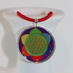 Chakra Farben Lebensblume Halskette, Blume des Lebens Kette bunt