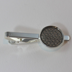 Krawattennadel mit Blume des Lebens oder Lebensblume creme grau