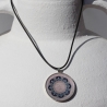 Halskette mit Mond Mandala in Grau Blau, Mondgöttin Schmuck