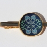 Krawattennadel mit Delphin Mandala, Delfin Herrenschmuck blau