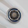 Ring mit Mond Mandala in runder Fassung, Mondgöttin Damenschmuck