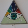 Wand oder Tür Deko bunt mit Chakra Farben Regenbogen Mati Auge