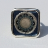 Ring mit Mond Mandala in Quadrat Fassung dunkelblau blau