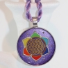 Lebensblume Halskette lila, Chakra Farben Blume des Lebens Kette