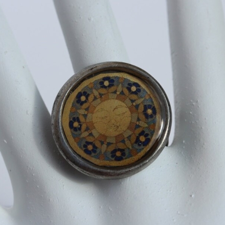 Boho Stil Ring mit Sonne Mandala, Unikat Schmuck für sie und ihn