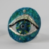 Unikat Ring in Türkis Petrol Blau mit Glücksbringer Mati Auge