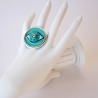 Unikat Ring mit Horus Auge türkis petrol, Glücksbringer Schmuck