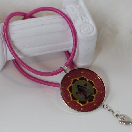 Erzengel Jophiel Collier Halskette, Engel Schmuck in Rosa Pink