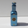 Eckige Deko Flacon Flasche mit Sonne, Glas Dekoration blau gold