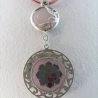 Halskette mit Rosenquarz und Erzengel Chamuel an Seidenkordel