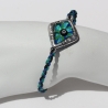 Armband mit Glücksbringer Auge in Rhombe mit Flechtkordel blau