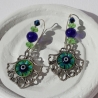 Ohrringe mit Auge im Vintage Look, Damen Ohrschmuck grün blau