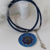 Engel Collier Kette in Blau mit Erzengel Michael in Lotusblume