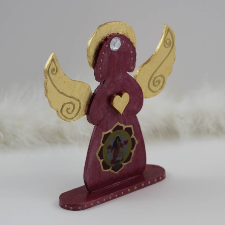 Erzengel Jophiel Glücks Engel Figur in Fuchsia mit Blattgold