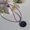 Engel Halskette mit Erzengel Michael an Seidenkordel, lila blau