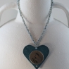 Herz Kette mit Friedenstaube in mintblau, Weiße Taube Halskette