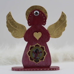 Erzengel Jophiel Glücks Engel Figur in Fuchsia mit Blattgold Erzengel Jophiel Glücks Engel Figur in Fuchsia mit Blattgold