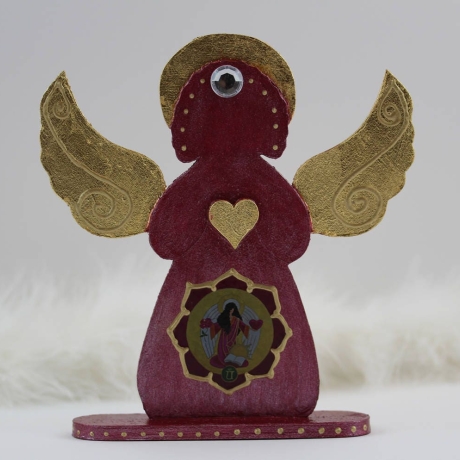 Erzengel Jophiel Glücks Engel Figur in Fuchsia mit Blattgold