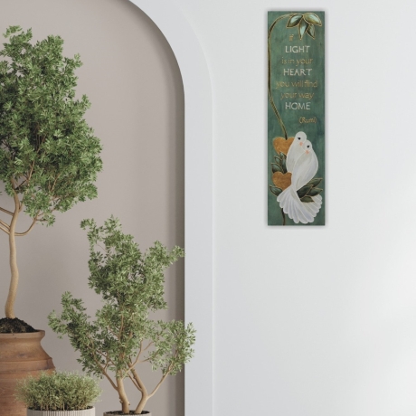 Turteltauben Wand oder Tür Deko mit Rumi Zitat, Tauben Bild