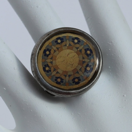 Boho Stil Ring mit Sonne Mandala, Unikat Schmuck für sie und ihn