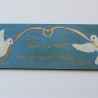 Rumi Zitat Wand Deko Bild mit weißen Tauben und goldenem Band
