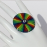 Ring mit großem Glücksbringer Auge in Regenbogen Chakra Farben