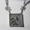 Halskette mit Friedenstaube und Olivenzweig in Quadrat Anhänger