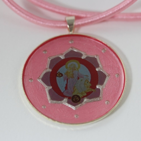 Erzengel Ariel in Lotus Halskette, Engel Schmuck in Rosa Pink