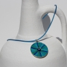 Halskette mit Mati Glücksbringer Auge an Kordel, türkis blau