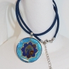 Engel Collier Kette in Blau mit Erzengel Michael in Lotusblume