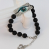 Markantes Onyx Edelstein Perlen Armband mit Glücksbringer Auge