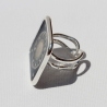 Mond Mandala Ring in Dunkelblau Silber mit Quadrat Fassung