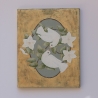 Malerei mit Friedenstauben im Nest, Tauben Wand Deko vergoldet