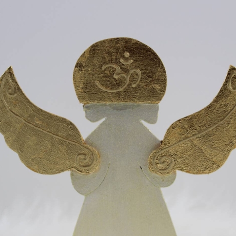 Erzengel Metatron Glücks Engel Figur in Cremeweiß mit Blattgold