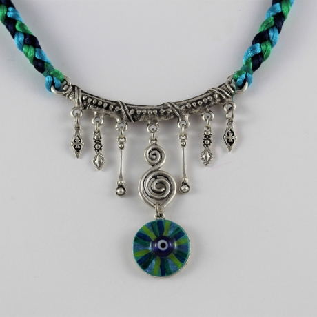 Dekorative Halskette mit Mati Glücks Auge, Tribal Boho Schmuck