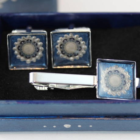 Herren Schmuck Set Mond Manschettenknöpfe und Krawattennadel