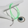 Glücksbringer Halskette mit Mati Auge an grüner Kordelkette