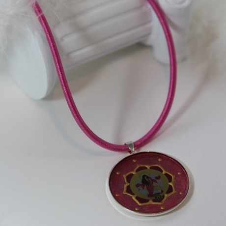 Erzengel Jophiel Collier Halskette, Engel Schmuck in Rosa Pink