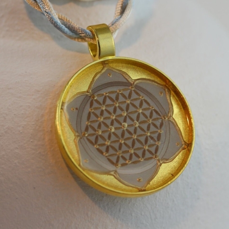 Blume des Lebens Halskette mit Lotusblume, Lebensblume Kette
