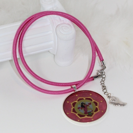 Erzengel Jophiel Collier Halskette, Engel Schmuck in Rosa Pink